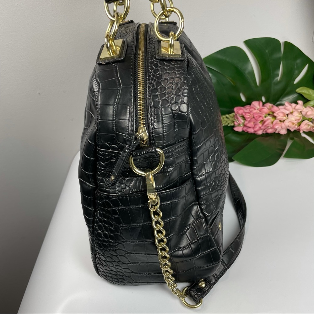 (((SOLD)))Olivia + Joy black faux aligator leather satchel - Picture 3 of 16